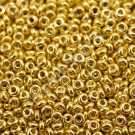 Купить Бисер Demi Round 11/0, #PF557 золотой, гальванизированный, 5г
