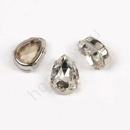 Купить Капля 6*8мм, #101 Crystal, в оправе цв. серебро