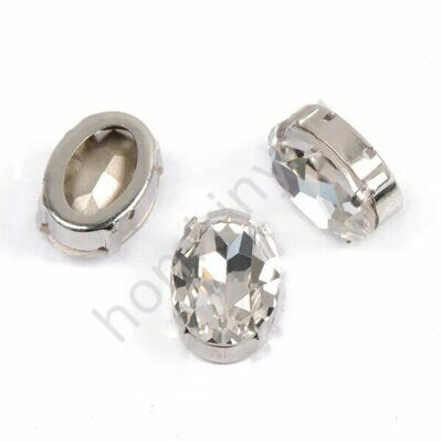 Купить Овал 6*4мм, #101 Crystal, в оправе цв. серебро, 1шт