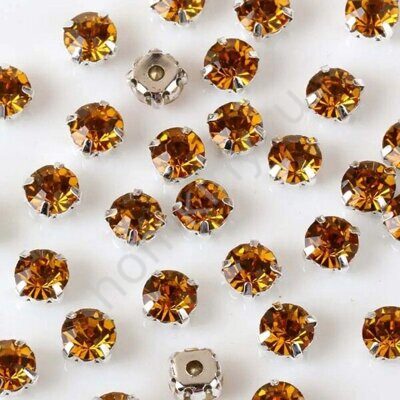 Купить Шатон 5мм, Light Topaz в оправе цв. золото, 5шт